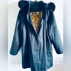 Women’s Fur Hood Black Lined Coat- Like New